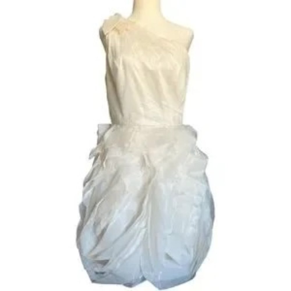 White by Vera Wang one shoulder cream organza mini dress